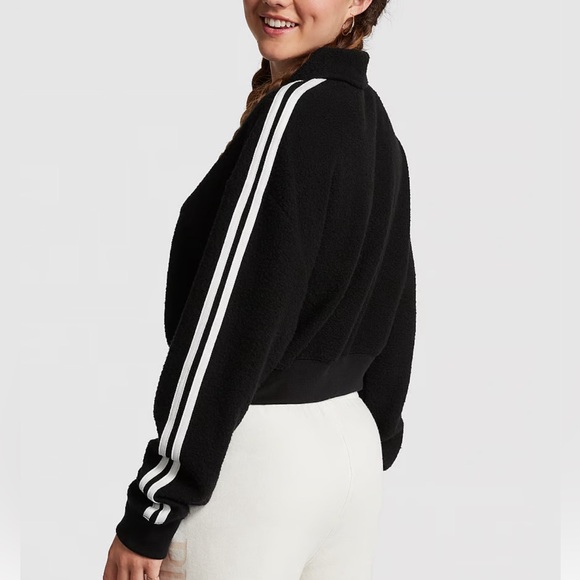 VICTORIA SECRET PINK REVERSE FLEECE CROPPED POLO SWEATSHIRT - Picture 11 of 12